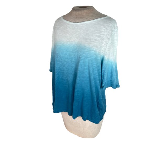 Anthropologie Tops - Anthropologie Saturday Sunday Dip Tie Dye T Tee Shirt Cropped Back Blue M Medium
